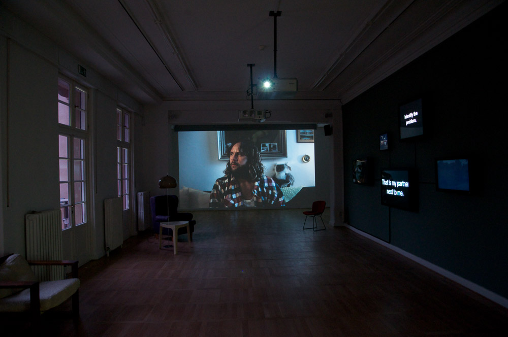 Bjørn Melhus, I'm Not The Enemy, HD Video, 25 min., 2011, Installation View: Live Action Hero, Haus am Waldsee, 2011, Photo: Yuki Jungesblut